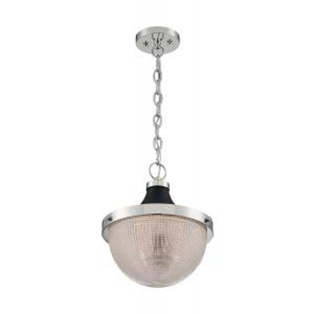 Nuvo Faro 1-Light Large Pendant w/ Clear Prismatic Glass in Polished Nickel