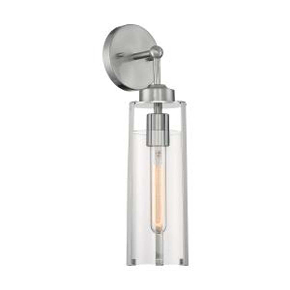 Nuvo Marina 1-Light Wall Sconce w/ Clear Glass in Brushed Nickel Finish