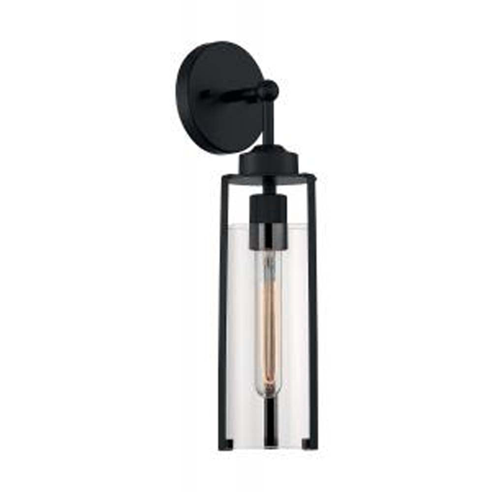 Nuvo Marina 1-Light Wall Sconce w/ Clear Glass in Matte Black Finish
