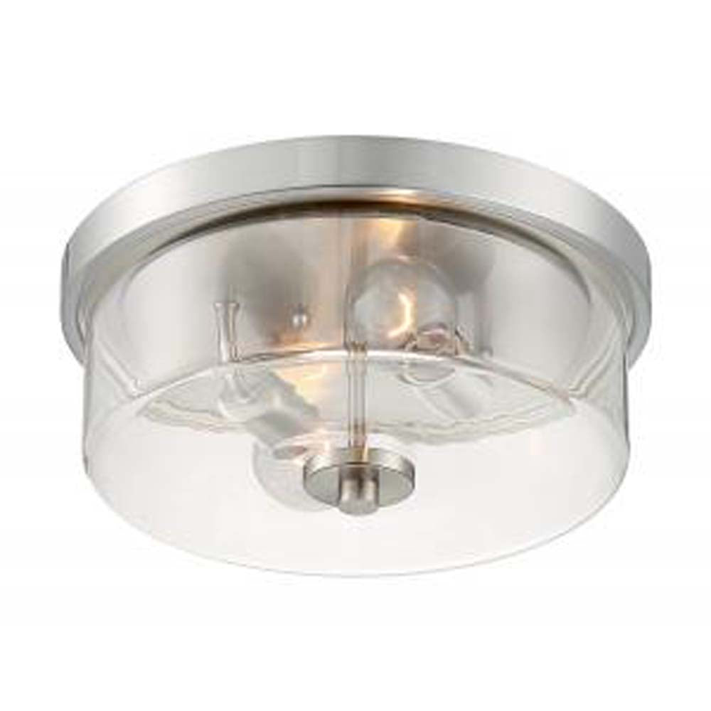 Nuvo Sommerset 2 Light Flush Mount w/ Clear Glass in Brushed Nickel Finish