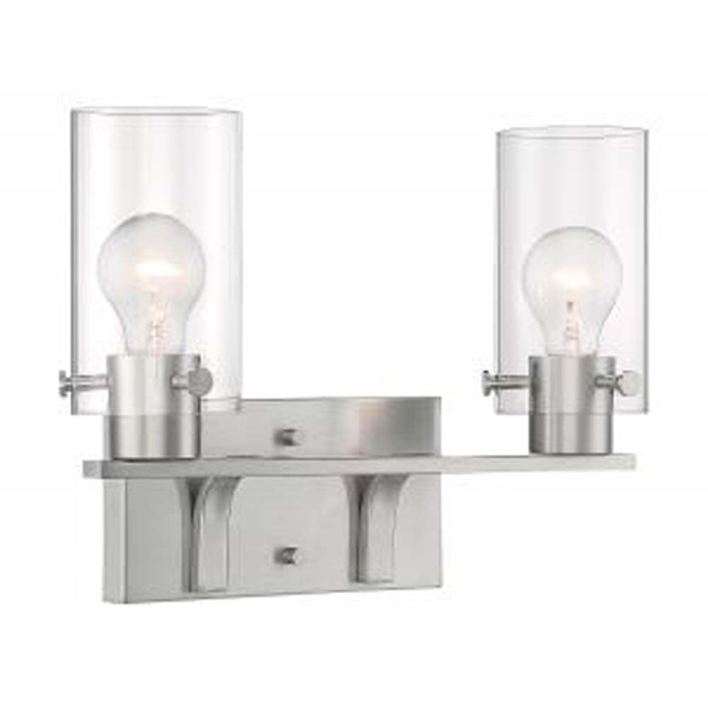 Nuvo Sommerset 2 Light Vanity w/ Clear Glass in Brushed Nickel Finish