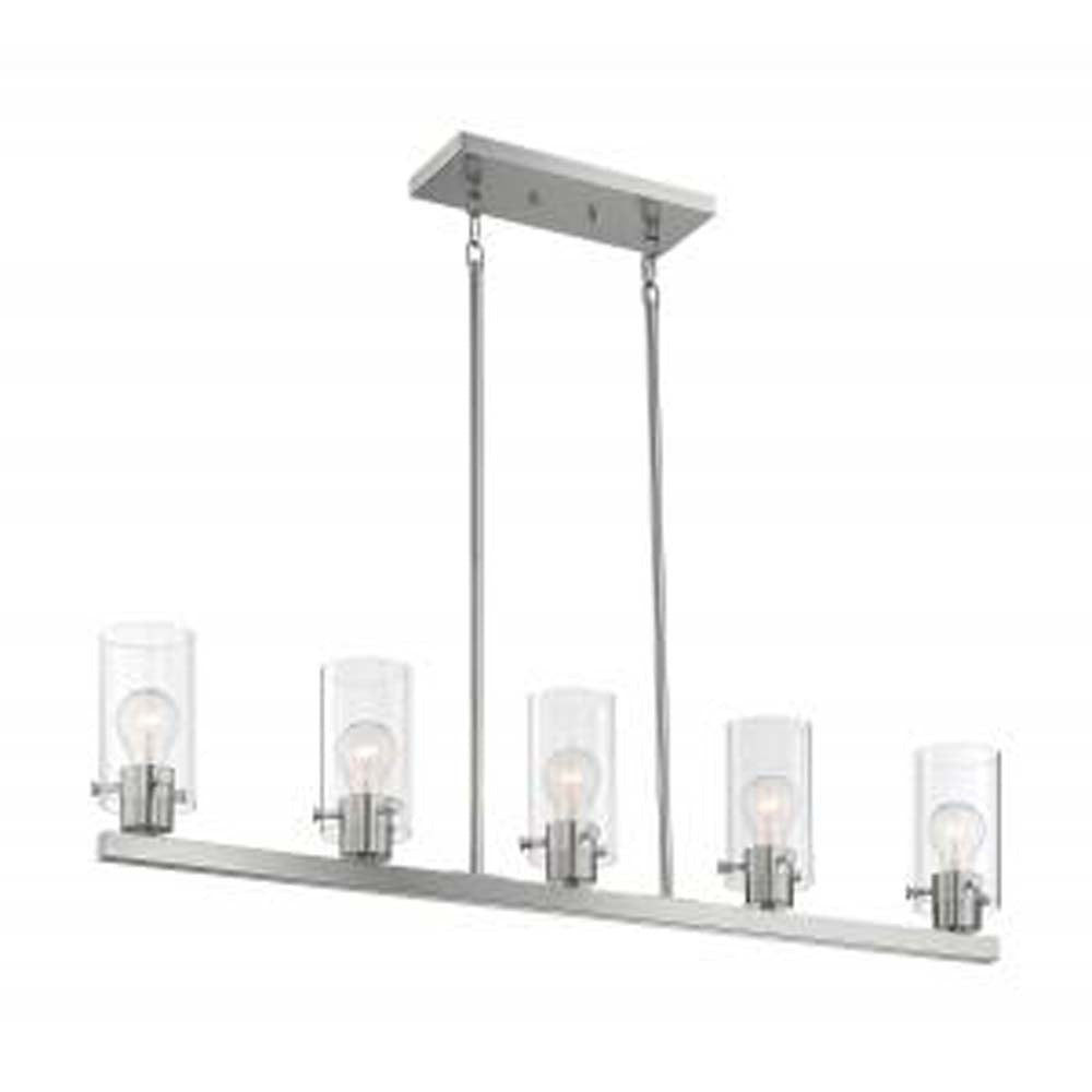 Nuvo Sommerset 5-Light Pendant w/ Clear Glass in Brushed Nickel Finish