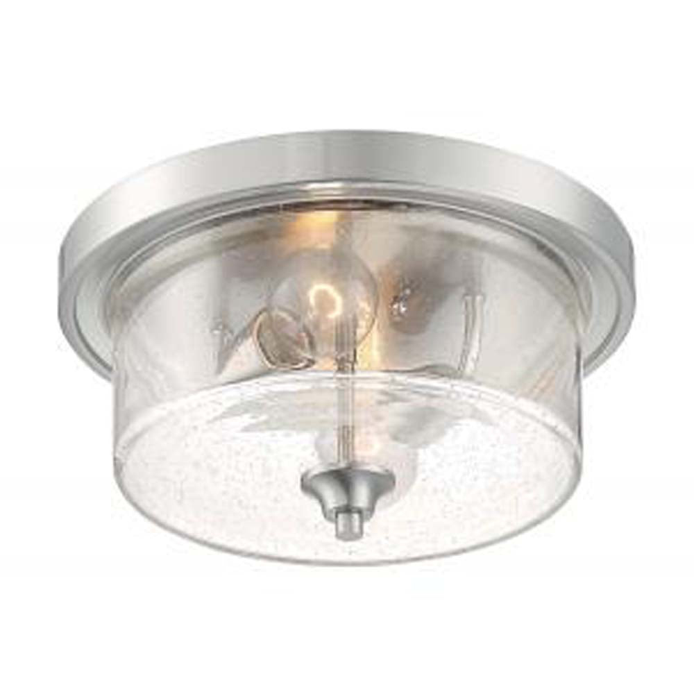 Nuvo Bransel 2 Light Flush Mount w/ Seeded Glass in Brushed Nickel Finish