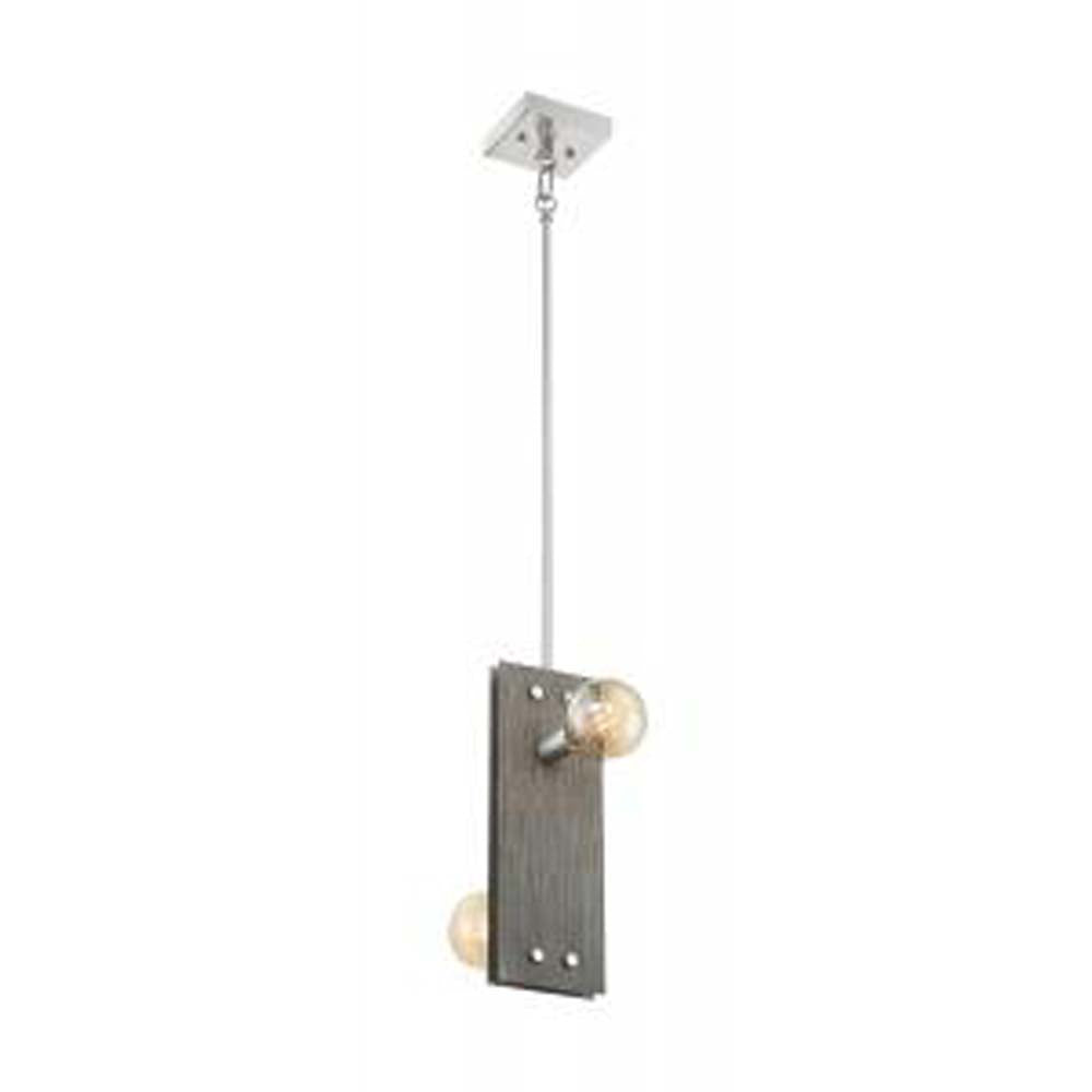 Nuvo Stella 2 Light Pendant w/ DriftWood & Brushed Nickel Accents Finish