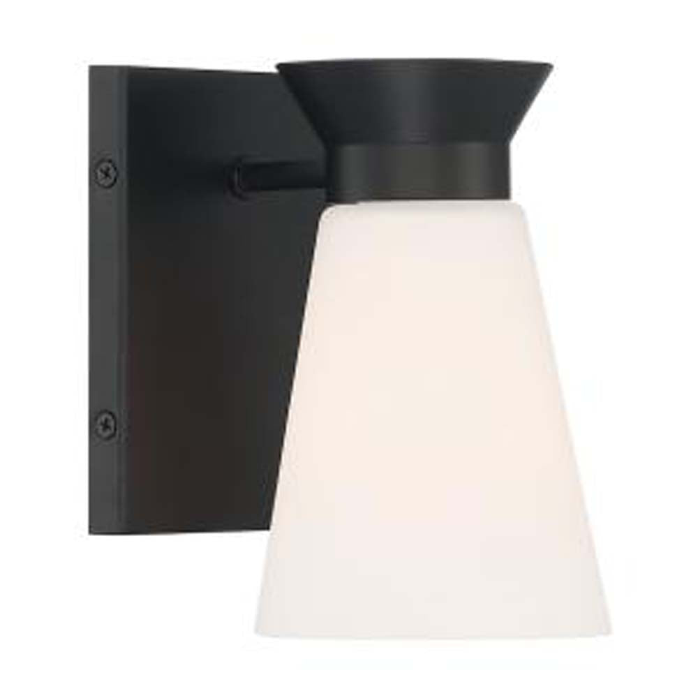 Nuvo Caleta 1-Light Sconce w/ Cylindrical Glass in Black Finish