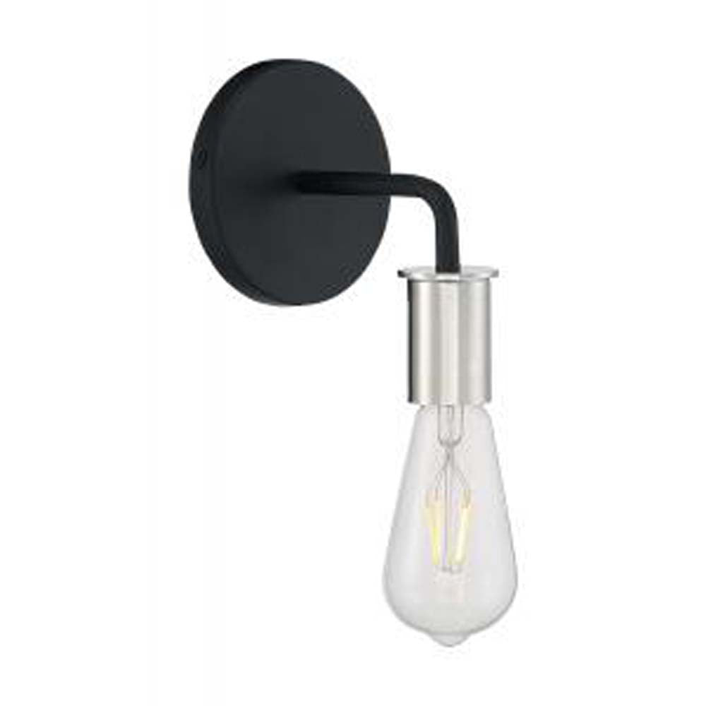 Nuvo Ryder 1-Light Wall Sconce w/ Black & Polished Nickel Finish