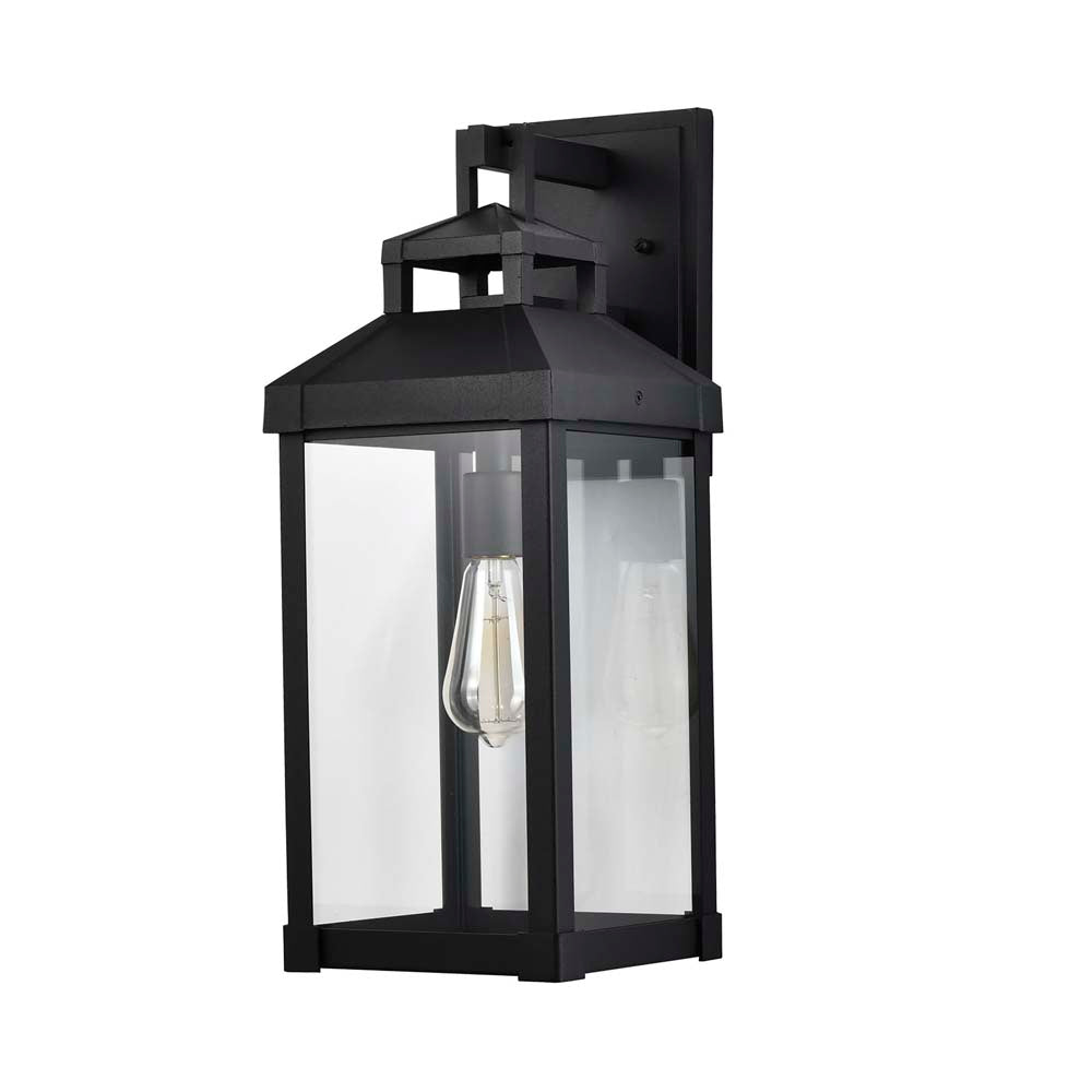 Corning Large Wall Lantern Matte Black with Clear Glass