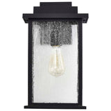 Sullivan Large Wall Lantern Matte Black with Clear Seeded Glass - BulbAmerica