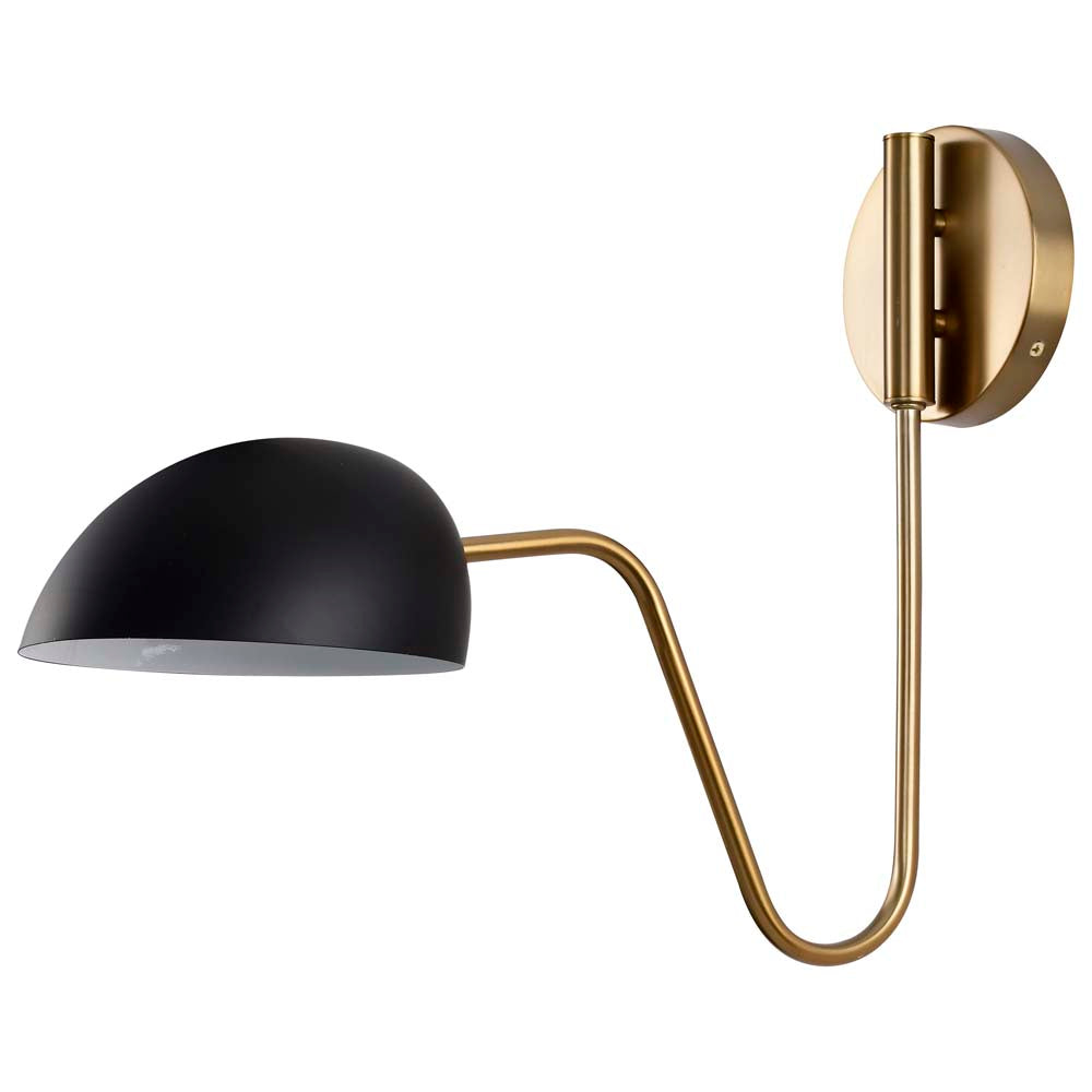Trilby 1-Light Wall Sconce Matte Black with Burnished Brass