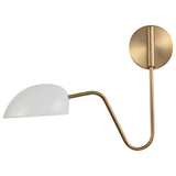 Trilby 1-Light Wall Sconce Matte White with Burnished Brass_2