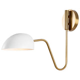 Trilby 1-Light Wall Sconce Matte White with Burnished Brass_3