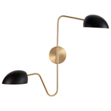 Trilby 2-Light Wall Sconce Matte Black with Burnished Brass_2