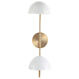 Trilby 2-Light Wall Sconce Matte White with Burnished Brass - BulbAmerica