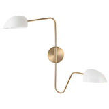Trilby 2-Light Wall Sconce Matte White with Burnished Brass_1