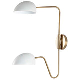 Trilby 2-Light Wall Sconce Matte White with Burnished Brass