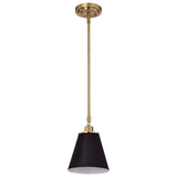 Dover 1-Light Small Pendant Black with Vintage Brass
