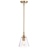 Dover 1-Light Small Pendant Vintage Brass with Clear Glass - BulbAmerica