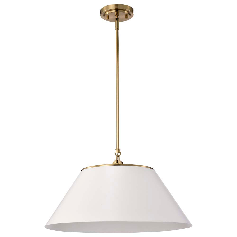 Dover 3-Light Large Pendant White with Vintage Brass