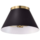 Dover 3-Light Small Flush Mount Black with Vintage Brass