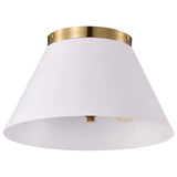 Dover 3-Light Small Flush Mount White with Vintage Brass