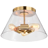 Dover 3-Light Small Flush Mount Vintage Brass with Clear Glass_1
