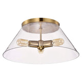 Dover 3-Light Large Flush Mount Vintage Brass with Clear Glass