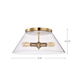 Dover 3-Light Large Flush Mount Vintage Brass with Clear Glass_4