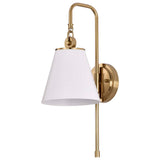 Dover 1-Light Wall Sconce White with Vintage Brass