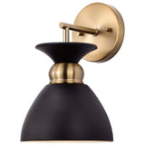 Perkins 1-Light Wall Sconce Matte Black with Burnished Brass - BulbAmerica