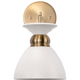 Perkins 1-Light Wall Sconce Matte White with Burnished Brass - BulbAmerica