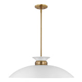 Perkins 1-Light Large Pendant Matte White with Burnished Brass - BulbAmerica