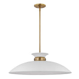 Perkins 1-Light Large Pendant Matte White with Burnished Brass