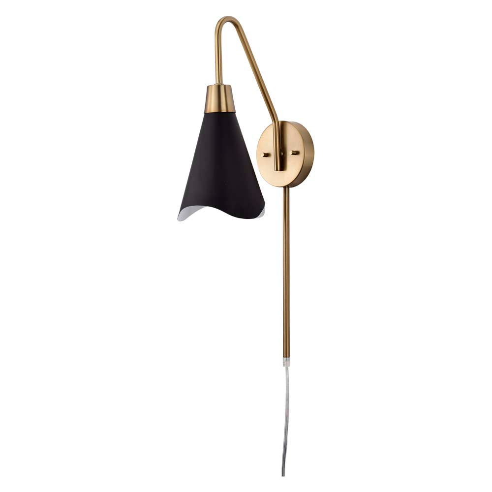 Tango 1-Light Wall Sconce Matte Black with Burnished Brass