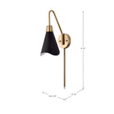 Tango 1-Light Wall Sconce Matte Black with Burnished Brass_4