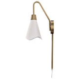 Tango 1-Light Wall Sconce Matte White with Burnished Brass - BulbAmerica