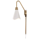 Tango 1-Light Wall Sconce Matte White with Burnished Brass_1