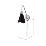 Tango 1-Light Wall Sconce Matte Black with Polished Nickel - BulbAmerica