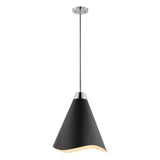 Tango 1-Light Small Pendant Matte Black with Polished Nickel - BulbAmerica