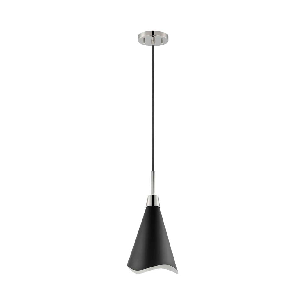 Tango 1-Light Small Pendant Matte Black with Polished Nickel