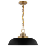 Colony 1-Light Small Pendant Matte Black with Burnished Brass - BulbAmerica