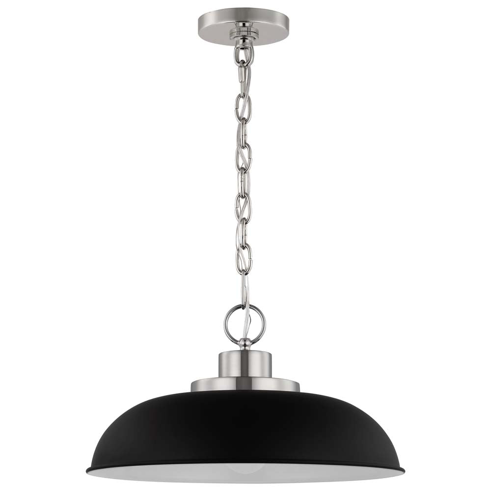 Colony 1-Light Small Pendant Matte Black with Polished Nickel