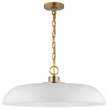 Colony 1-Light Large Pendant Matte White with Burnished Brass