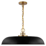 Colony 1-Light Large Pendant Matte Black with Burnished Brass - BulbAmerica
