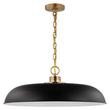 Colony 1-Light Large Pendant Matte Black with Burnished Brass