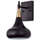 Phoenix 1-Light Wall Sconce Matte Black with Burnished Brass