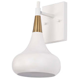 Phoenix 1-Light Wall Sconce Matte White with Burnished Brass