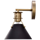 Outpost 1-Light Wall Sconce Matte Black with Burnished Brass - BulbAmerica