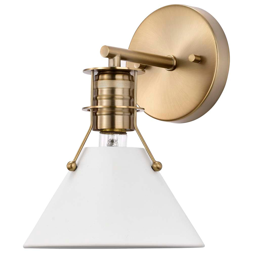 Outpost 1-Light Wall Sconce Matte White with Burnished Brass
