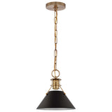 Outpost 1-Light Small Pendant Matte Black with Burnished Brass