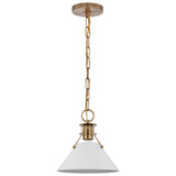 Outpost 1-Light Small Pendant Matte White with Burnished Brass